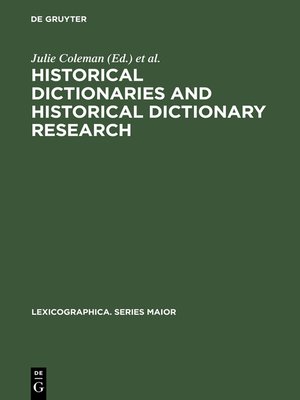 cover image of Historical Dictionaries and Historical Dictionary Research